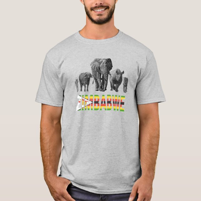Zimbabwe Pride Big 5 Wildlife for Zimbabwe Fans T-Shirt (Front)