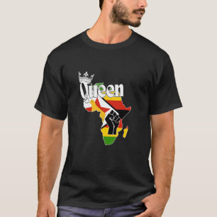 Zimbabwe Queen With Zimbabwean Flag In Africa Map  T-Shirt