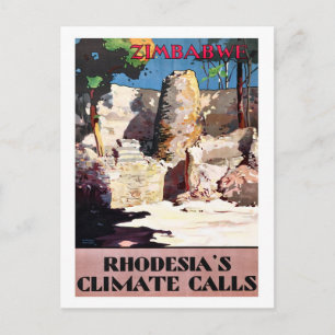 Zimbabwe, Rhodesia's climate calls, vintage,travel Postcard