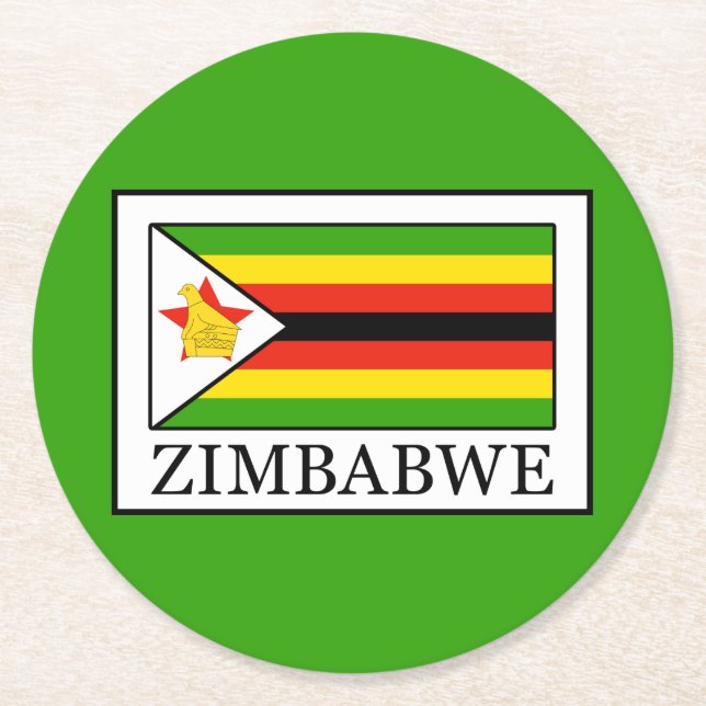 Zimbabwe Round Paper Coaster (Front)