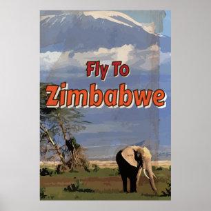 Zimbabwe Vintage vacation Poster