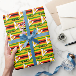 Zimbabwe Wrapping Paper, Zimbabwe Flag patriotic Paper