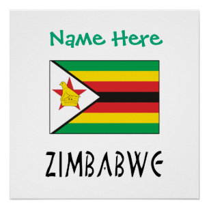 Zimbabwe Zimbabwe Flag Green Personalised Poster