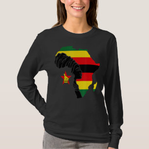 Zimbabwe Zimbabwean Flag Africa Map Ethnic Black W T-Shirt