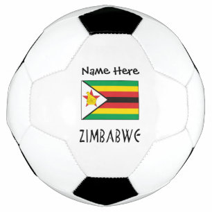 Zimbabwe Zimbabwean Flag Black Personalised Name Soccer Ball