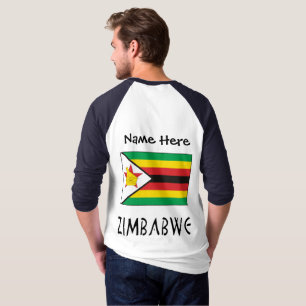 Zimbabwe Zimbabwean Flag Black Personalised Name  T-Shirt