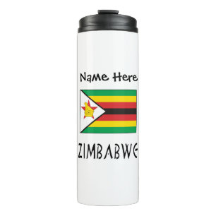 Zimbabwe Zimbabwean Flag Black Personalised Name  Thermal Tumbler