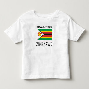 Zimbabwe Zimbabwean Flag Black Personalised Name  Toddler T-Shirt