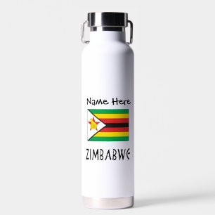 Zimbabwe Zimbabwean Flag Personalised Name Water Bottle