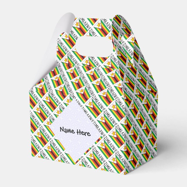 Zimbabwe Zimbabwean Flag Tiled Personalised  Favour Box (Front Side)