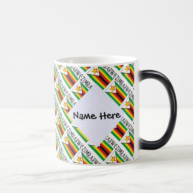 Zimbabwe Zimbabwean Flag Tiled Personalised  Magic Mug (Right)