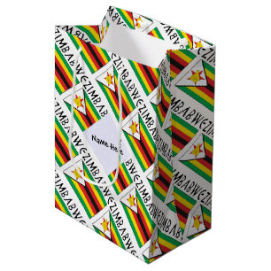 Zimbabwe Zimbabwean Flag Tiled Personalised  Medium Gift Bag
