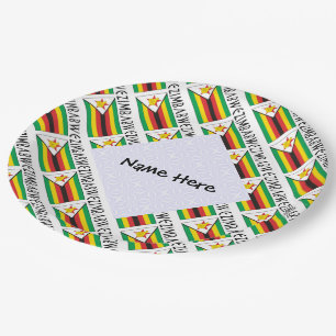Zimbabwe Zimbabwean Flag Tiled Personalised Paper Plate