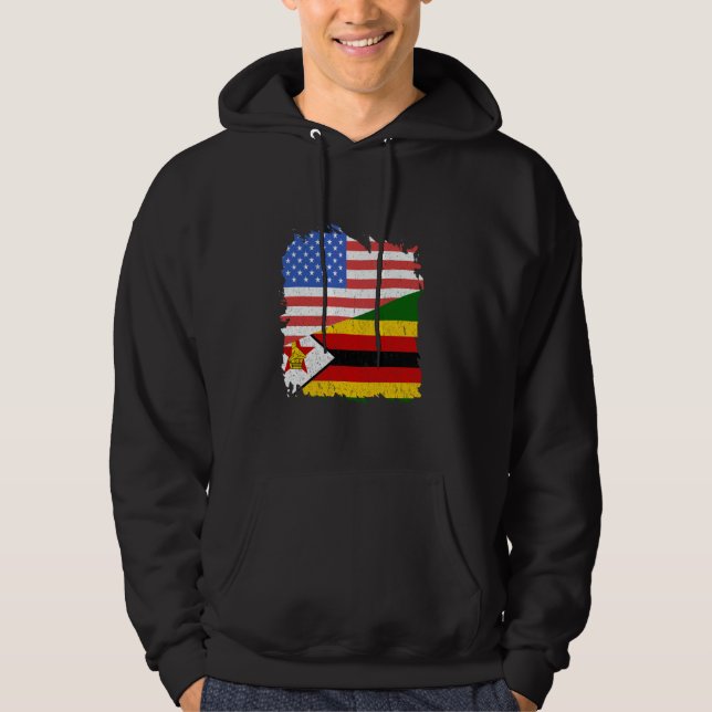 Zimbabwe Zimbabwean Roots USA America Zimbabwean F Hoodie (Front)