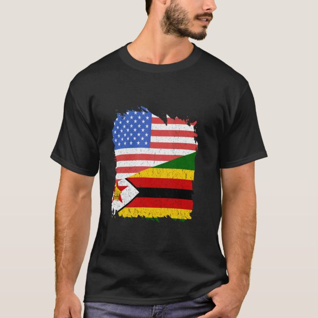 Zimbabwe Zimbabwean Roots USA America Zimbabwean F T-Shirt (Front)