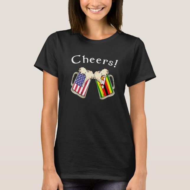 Zimbabwean American Patriot Grown Country Cheers B T-Shirt (Front)