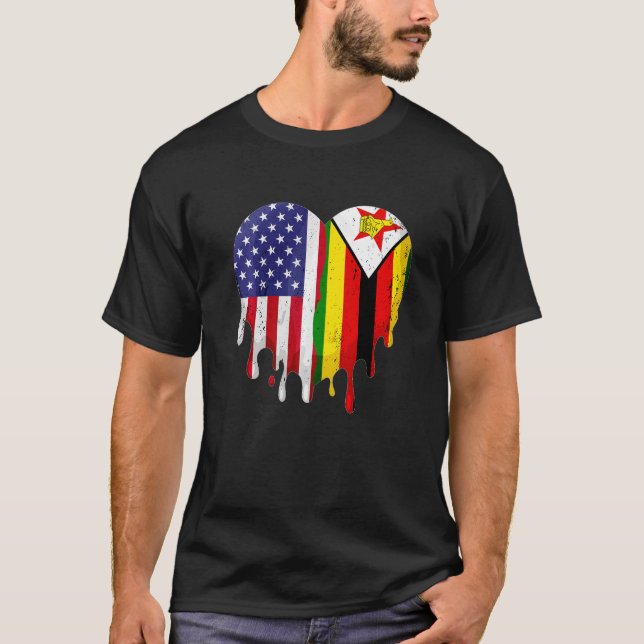 Zimbabwean American Patriot Grown Country Melting  T-Shirt (Front)