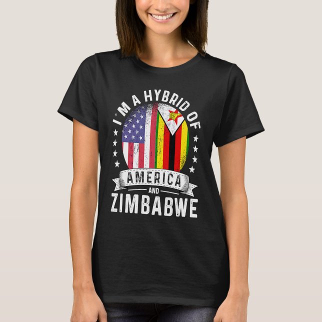 Zimbabwean American Patriot Grown  Flag Humour T-Shirt (Front)