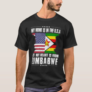 Zimbabwean American Patriot Grown Proud Home Heart T-Shirt