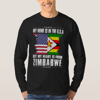 Zimbabwean American Patriot Grown Proud Home Heart T-Shirt