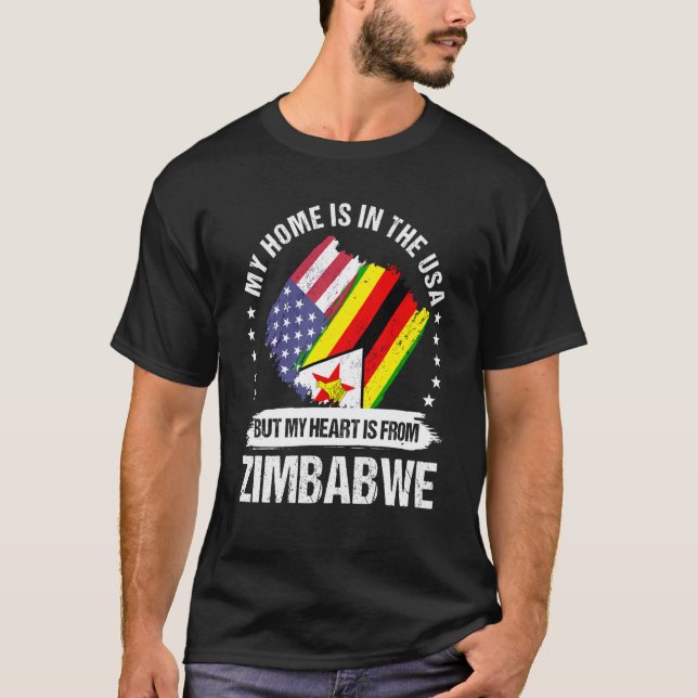 Zimbabwean American Patriot Grown Proud My Heart i T-Shirt (Front)