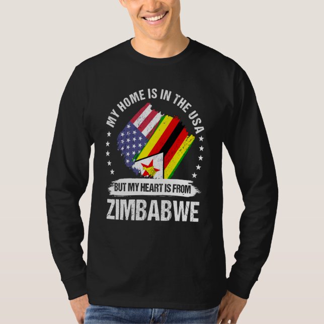 Zimbabwean American Patriot Grown Proud My Heart i T-Shirt (Front)