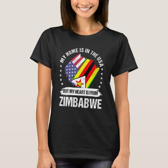 Zimbabwean American Patriot Grown Proud My Heart i T-Shirt (Front)