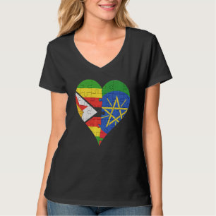 Zimbabwean Ethiopian Flag Heart T-Shirt
