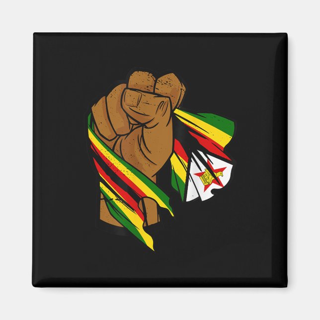 Zimbabwean Pride Handfist Heritage Zimbabwean Flag Magnet (Front)