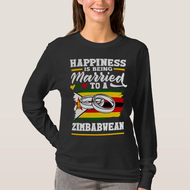 Zimbabwean Zimbabwe Flag Married To A Zimbabwean T-Shirt (Front)