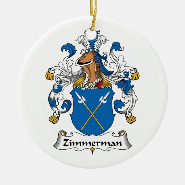 Zimmerman Family Crest Ceramic Tree Decoration (Front)
