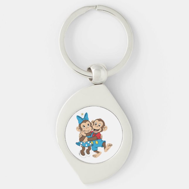 Zina and Mimo are flirting. Key Ring (Front)
