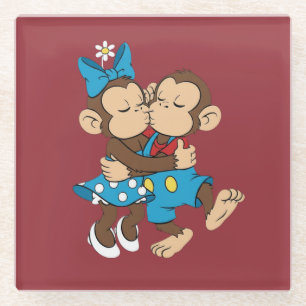 zina and mimo love kiss glass coaster