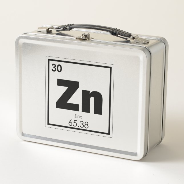 Zinc chemical element symbol chemistry formula gee metal lunch box (Front)