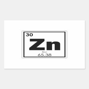 Zinc chemical element symbol chemistry formula gee rectangular sticker