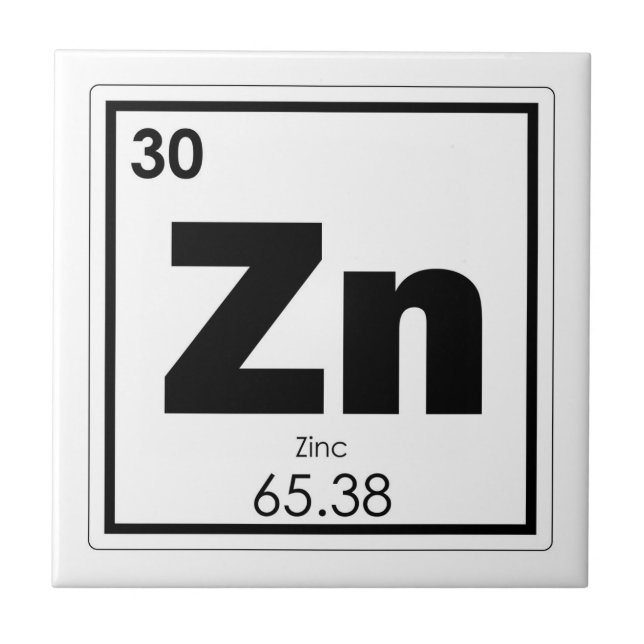 Zinc chemical element symbol chemistry formula gee tile (Front)