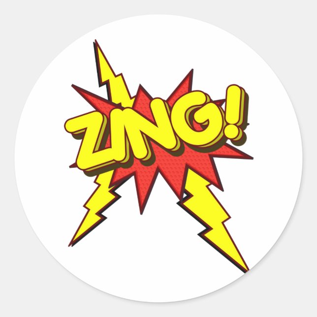 Zing, Zap, Pow!!! Classic Round Sticker (Front)