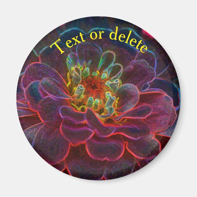 Zinnia Abstract Flower Art Personalized Magnet (Front)
