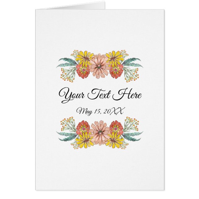 Zinnia Art Drawing - Custom Text Wreath (Front)