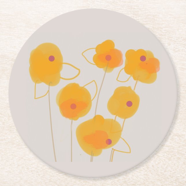 Zinnia bouquet design Paper Coaster (Front)