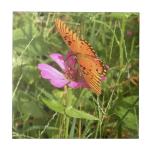 Zinnia & Butterfly Tile