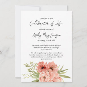 Zinnia Celebration of Life Photo Funeral  Invitation