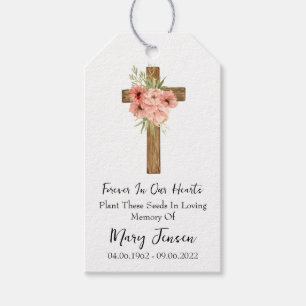 Zinnia Cross Memorial Funeral Seed Packet Gift Tags