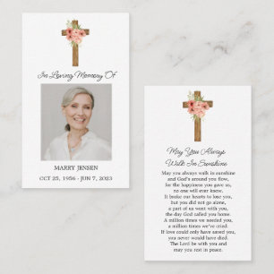 Zinnia Cross Memorial Photo Funeral Prayer Card