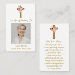 Zinnia Cross Memorial Photo Funeral Prayer Card