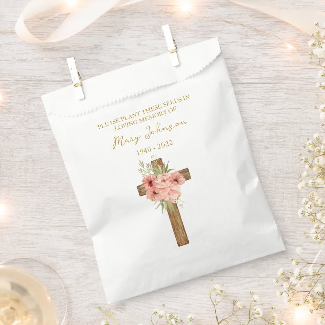 Zinnia Cross Seed Packet Funeral Favor Bag (Clipped)