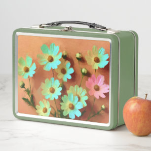 Zinnia Elegans Flowers Metal Lunch Box