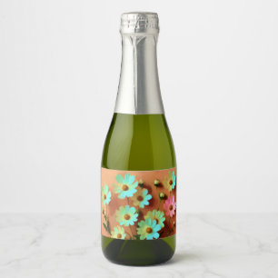 Zinnia Elegans Flowers Sparkling Wine Label