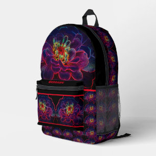 Zinnia Fantasy Abstract Flower Art Personalised Printed Backpack