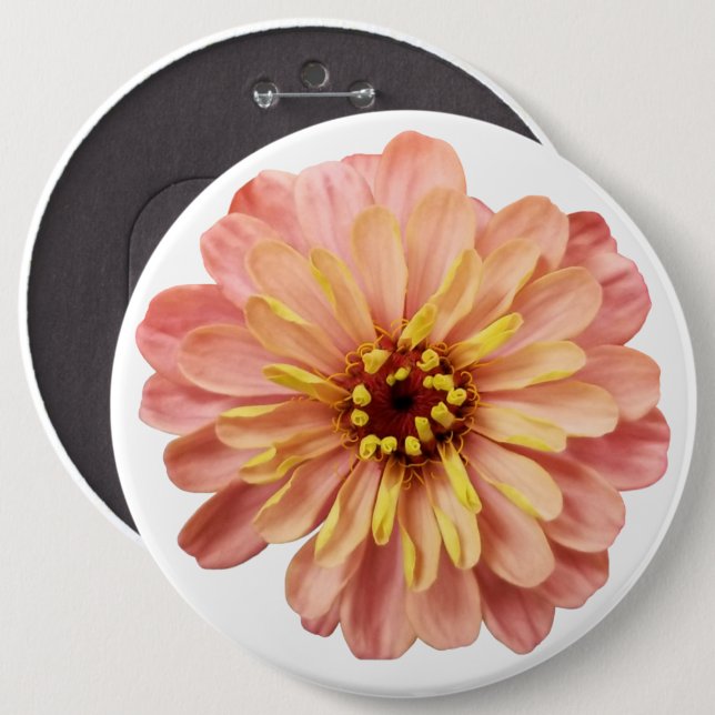 Zinnia Floral Flower Nature Photography 6 Cm Round Badge (Front & Back)